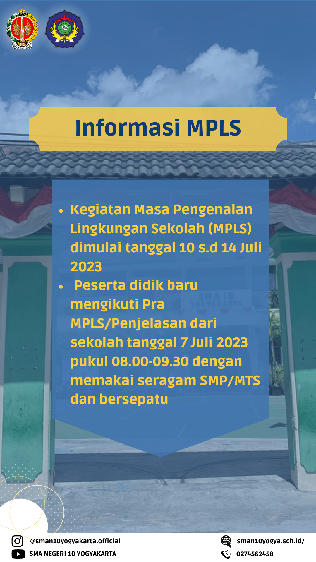 Informasi MPLS Peserta Didik Baru tahun ajaran 2023/2024