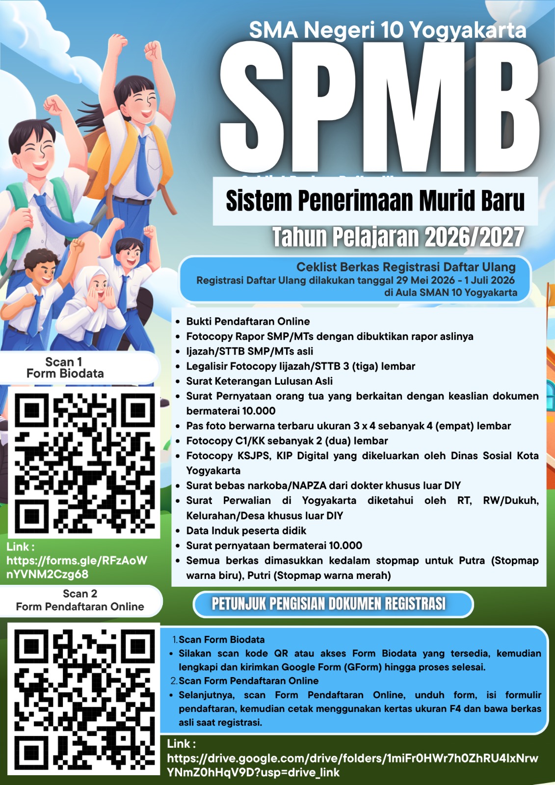 PERSYARATAN DAFTAR ULANG SISWA BARU SMAN 10 YOGYAKARTA TAHUN AJARAN 2026/2027